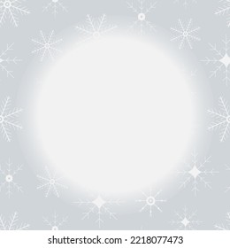 Marco de copo de nieve de invierno. Copiar plantilla vectorial de espacio. Año Nuevo, fondo de Navidad para postales, carteles, saludo