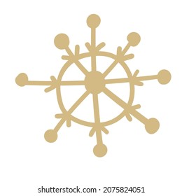 Icono dibujado a mano con copo de nieve en invierno aislado en ilustración vectorial de fondo blanco. Ilustración vectorial del elemento de la cultura étnica del norte.