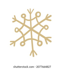 Icono dibujado a mano con copo de nieve en invierno aislado en ilustración vectorial de fondo blanco.