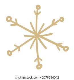 Icono dibujado a mano con copo de nieve en invierno aislado en ilustración vectorial de fondo blanco.