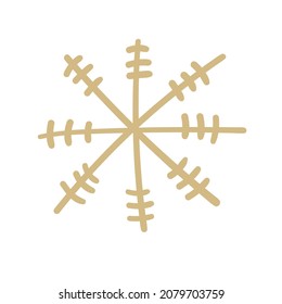 Winter snowflake hand drawn icon isolated on white background vector illustration.