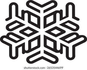 Icono de copo de nieve de invierno en forma de línea minimalista elegante