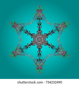 Winter snowflake. Snowflake Icon. Snowflake isolated on blue, gray and green colors. Vector illustration.