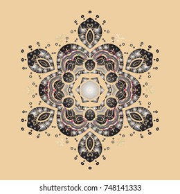 Winter snowflake. Snowflake Icon. Snowflake isolated on beige, gray and brown colors. Vector illustration.