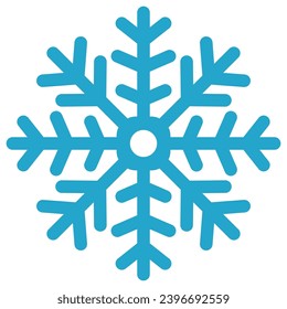 Winter snowflake icon. Simple blue snowflake isolated on white background. Christmas decoration. Vector element