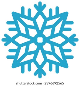 Winter snowflake icon. Simple blue snowflake isolated on white background. Christmas decoration. Vector element