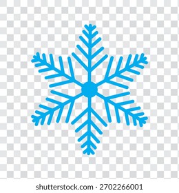 Winter snowflake icon. Snow vector sign on transparent background