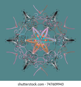Winter snowflake. Isolated on blue, gray and pink colors. Snowflake Vector illustration. Snowflake Icon.