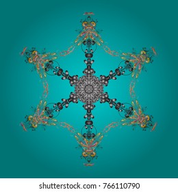 Winter snowflake. Isolated on blue, gray and neutral colors. Snowflake Vector illustration. 
