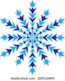 winter Snowflake isolated on white background. Vector illustration.