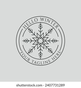 diseño de símbolo vectorial del logotipo de la línea de copo de nieve de invierno