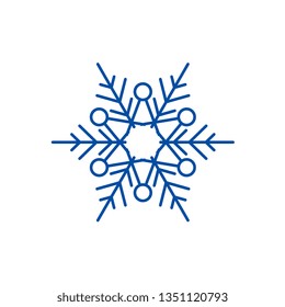 Winter snowflake line icon concept. Winter snowflake flat  vector symbol, sign, outline illustration.