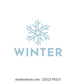 Logotipo del copo de nieve del invierno. Ilustración del logotipo de Snowflake.
