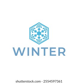 Winter snowflake logo. Snowflake logo illustration.