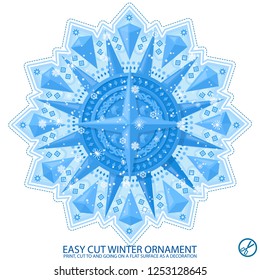 Winter snowflake pattern. Easy to cut and stick on a smooth surface. Use in the New Year's design.
