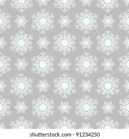 winter snowflake pattern on  gray background. Vector wallpaper.