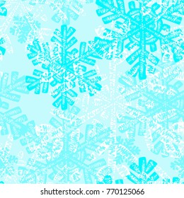 Winter snowflake print, seamless hand craft expressive ink  pattern.Funky painted style texture, poster with different doodles for textile,wrapping, decoration  
