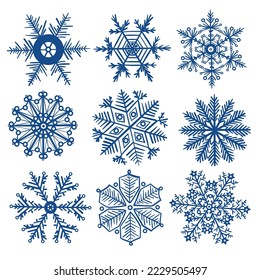 Winter Snowflake Set Merry Christmas. Christmas decoration. For your design.