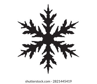 Winter snowflake silhouette geometric icon with snowflake silhouette geometric seasonal christmas isolated meteorology decoration celebration symmetry ornament background interface