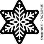 Winter snowflake silhouette and template isolated. 
Snowflake shaped gingerbread cookies silhouette vector.
Transparent background.
