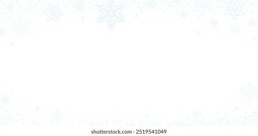 Winter snowflake subtle background banner vector illustration, faded lightblue and white abstract backgrop design