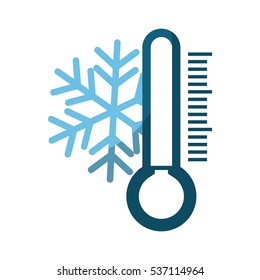 winter snowflake and thermometer icon over white background. colorful design. vector illustration