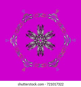 Winter snowflake, vector background. Vector illustration. Isolated nice snowflakes on colorful background. Repeated texture for surface, wrapping paper, on colorful background.
