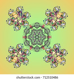 Winter snowflake, vector background. Isolated nice snowflakes on colorful background. Repeated texture for surface, wrapping paper, on colored background. Vector illustration.
