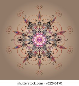 Winter snowflake. Snowflake Vector illustration. Snowflake Icon. Isolated on beige, gray and orange colors.