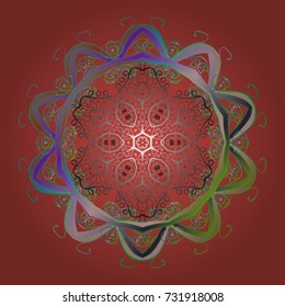 Winter snowflake, vector illustration. Isolated nice snowflakes on colorful background. Repeated texture for surface, wrapping paper, on pink, gray and green colors.