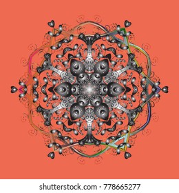 Winter snowflake. Snowflake Vector illustration. Isolated on orange, gray and brown colors.
