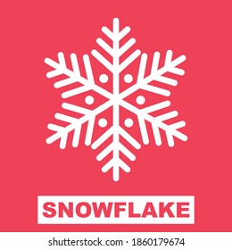 winter snowflake vector illustration silhouette icon isolated on red color background. Great for cards, web, happy, printing, templates, books, etc.