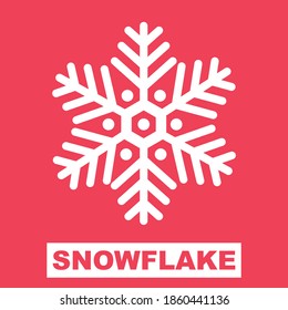 winter snowflake vector illustration silhouette icon isolated on red color background. Great for cards, web, happy, printing, templates, books, etc.