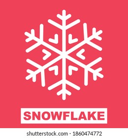 winter snowflake vector illustration silhouette icon isolated on red color background. Great for cards, web, happy, printing, templates, books, etc.