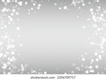 Winter Snowflake Vector Silver Background. Magic Snow Transparent. White Abstract Design. Xmas Snowfall Pattern.