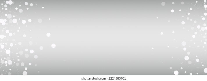 Winter Snowflake Vector Silver Panoramic Background. Falling Blizzard Banner. White Xmas Design. Christmas Snow Transparent.