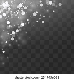 Winter Snowflake Vector Transparent Background. New Snowfall Texture. Light Falling Wallpaper. Sky Snow Banner.