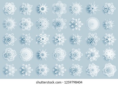 Winter snowflakes abstract geometry new year Christmas icons design elements template vector illustration
