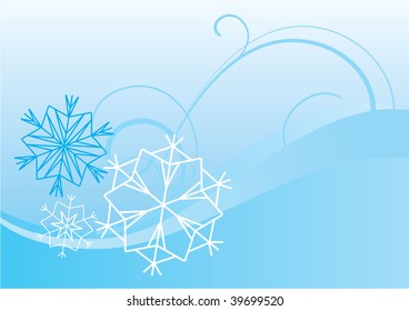 winter snowflakes abstract vector Christmas blue wave background