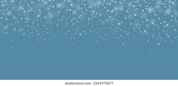 Winter snowflakes background, falling white flakes and fantasy snowfall