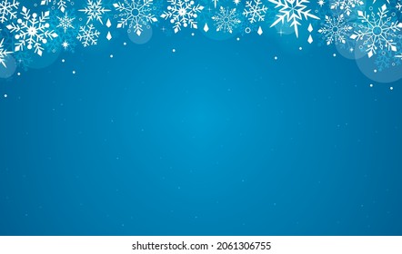 Ilustración vectorial de fondo de copos de nieve de invierno. Decoración de la temporada de saludos	