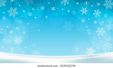 Winter snowflakes background vector illustration. Beautiful snow falling with copy space