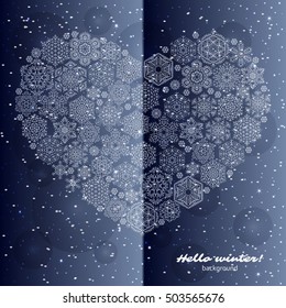 Winter snowflakes background. Vector illustration.