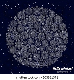 Winter snowflakes background. Vector illustration.