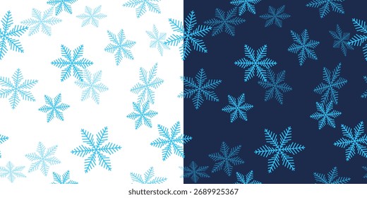 Winter snowflakes backgrounds. New Year and Christmas seamless pattern. Vector illustration.