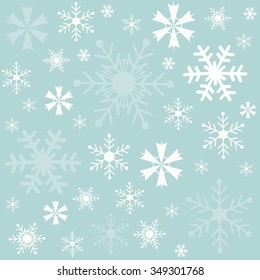 Winter snowflakes blue background