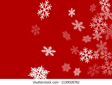 Winter snowflakes border card vector background.  Many snowflakes flying border design, holiday banner with flakes confetti scatter frame, snow elements. Seasonal winter symbols.