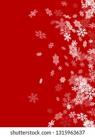 Winter snowflakes border card vector background.  Macro snowflakes flying border design, holiday card with many flakes confetti scatter frame, snow elements. Frosty winter symbols.