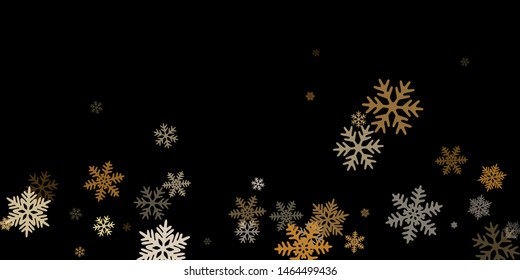 Winter snowflakes border card vector background.  Macro snowflakes flying border illustration, holiday banner with flakes confetti scatter frame, snow elements. Cold weather winter symbols.