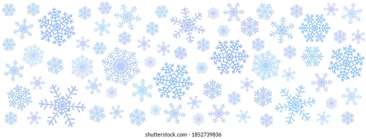 Borde de copos de nieve en invierno. Fondo de Navidad. Banner web horizontal